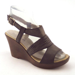 Paula Urban 113050 Donna Sandali pelle nera zeppa 10