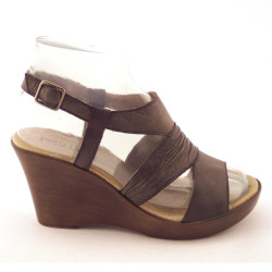 Paula Urban 113050 Donna Sandali pelle nera zeppa 10