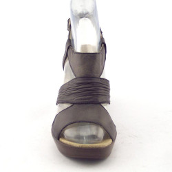 Paula Urban 113050 Donna Sandali pelle nera zeppa 10
