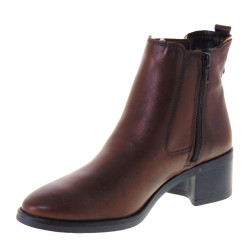 AGORA GV32 Stivaletti Casual Donna Pelle Marrone  Tacco Grosso 5Cm Suola Gomma