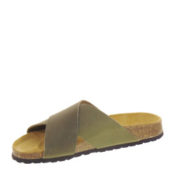 BIO BIO BARRY Sandali Ciabatte Bio Uomo Pelle Kaki  Suola Gomma