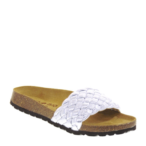 BIO BIO CARINA Sandali Ciabatte Bio Donna Pelle Argento  Suola Gomma