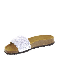 BIO BIO CARINA Sandali Ciabatte Bio Donna Pelle Argento  Suola Gomma