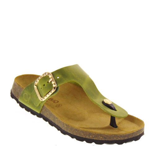 BIO BIO DENKAAPURE Infradito Bio Donna Pelle Verde  Suola Gomma Light