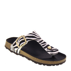 BIO BIO KLOEZEBRA Infradito Bio Donna Cavallino Bianco Nero  Suola Gomma Light