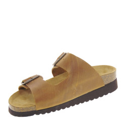 BIO BIO MILA Sandali Ciabatte Bio Donna Pelle Cuoio Tacco Zeppa 3Cm Suola Gomma