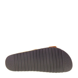 BIO BIO MILA Sandali Ciabatte Bio Donna Pelle Arancione Tacco Zeppa 4Cm Suola Gomma Light