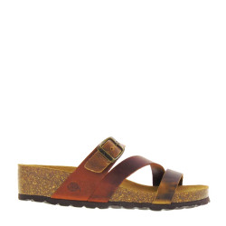 BIO BIO RIA Sandali Ciabatte Bio Donna Pelle Cuoio Tacco Zeppa 4Cm Suola Gomma Light
