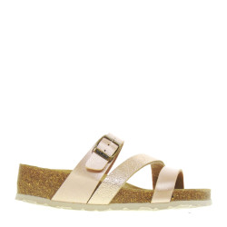 BIO BIO RIAY Sandali Ciabatte Bio Donna Pelle Oro Rosa Tacco Zeppa 3Cm Suola Gomma