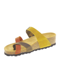 BIO BIO RITAAPURE Infradito Bio Donna Pelle Arancio Tacco Zeppa 3Cm Suola Gomma