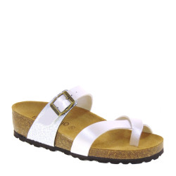 BIO BIO RITAMETAL Infradito Bio Donna Pelle Argento Tacco Zeppa 3Cm Suola Gomma