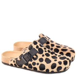 BIOLINE 1900C Sabot Casual Donna Pelle Beige Nero  Suola Gomma