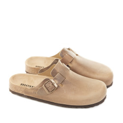 BIOLINE 1900D Sabot Casual Donna Pelle Beige  Suola Gomma