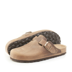 BIOLINE 1900D Sabot Casual Donna Pelle Beige  Suola Gomma