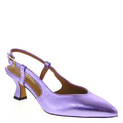 BRERA 4303 Slingback Casual Donna Pelle Laminata Lilla Tacco Stiletto 5Cm Suola Gomma