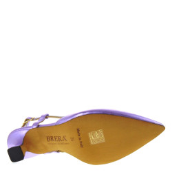 BRERA 4303 Slingback Casual Donna Pelle Laminata Lilla Tacco Stiletto 5Cm Suola Gomma