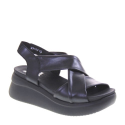 CALLAGHAN 29904 Sandali Sportivi Donna Llana Pelle Nero Tacco Zeppa 5Cm Suola Extralight