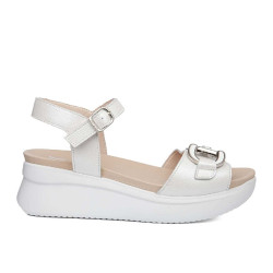 CALLAGHAN 29916 Sandali Sportivi Donna Llana Pelle Laminata Bianco Tacco Zeppa 6Cm Suola Extralight CALLAGHAN 29916 Sandali Sportivi Donna Llana Pelle Laminata Bianco Tacco Zeppa 6Cm Suola Extralight