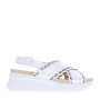 CALLAGHAN 29918 Sandali Moda Donna Llana Pelle Laminata Bianco Tacco Zeppa 5Cm Suola Gomma