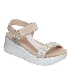 CALLAGHAN 29921 Sandali Sportivi Donna Llana Scamosciato Bianco Rosa Tacco Zeppa 6Cm Suola Extralight