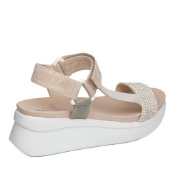 CALLAGHAN 29921 Sandali Sportivi Donna Llana Scamosciato Bianco Rosa Tacco Zeppa 6Cm Suola Extralight