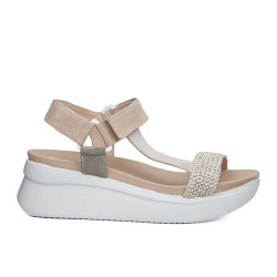 CALLAGHAN 29921 Sandali Sportivi Donna Llana Scamosciato Bianco Rosa Tacco Zeppa 6Cm Suola Extralight