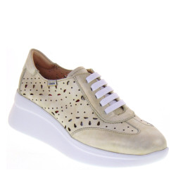 CALLAGHAN 30018 Sneaker Casual Donna Hanna Pelle Laminata Champagne Tacco Zeppa 5Cm Suola Extralight