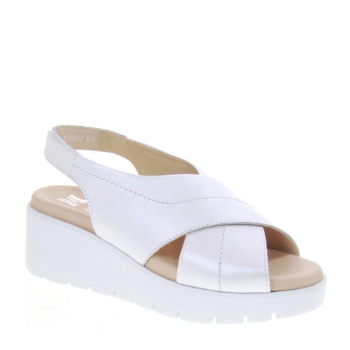 CALLAGHAN 32007 Sandali Moda Donna Bera Pelle Laminata Bianco Tacco Zeppa 6Cm Suola Extralight