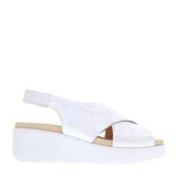 CALLAGHAN 32007 Sandali Moda Donna Bera Pelle Laminata Bianco Tacco Zeppa 6Cm Suola Extralight