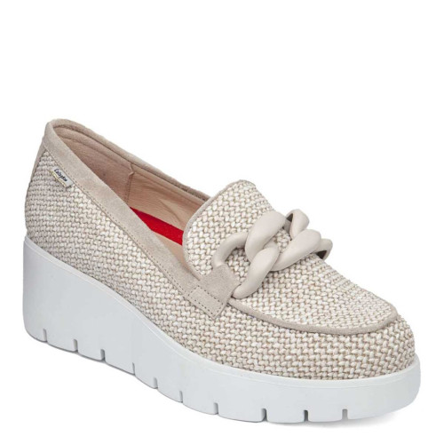CALLAGHAN 32100 Mocassini Casual Donna Amal Rafia Sabbia Tacco Zeppa 5Cm Suola Extralight