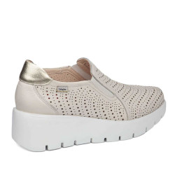 CALLAGHAN 32103 Mocassini Casual Donna Amal Pelle Beige Tacco Zeppa 5Cm Suola Extralight