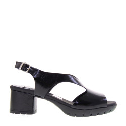 CALLAGHAN 32304 Sandali Sportivi Donna Matera Vernice Nero Tacco Grosso 6Cm Suola Gomma