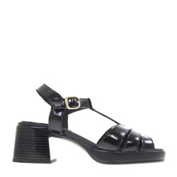 CALLAGHAN 33502 Sandali Moda Donna Niza Naplack Nero Tacco Grosso 6Cm Suola Gomma