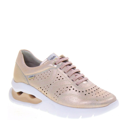 CALLAGHAN 45822 Sneaker Casual Donna Aria Pelle Laminata Cipria Tacco Zeppa 4Cm Suola Extralight