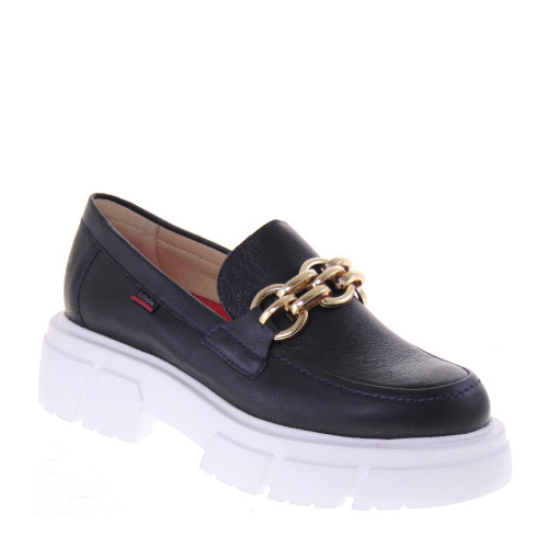 CALLAGHAN 51906 Mocassini Casual Donna Blondy Pelle Blu Tacco Grosso 5Cm Suola Extralight