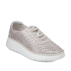 CALLAGHAN 53600 Slip On Casual Donna Circular Sra. Pelle Laminata Cipria Tacco Zeppa 5Cm Suola Extralight