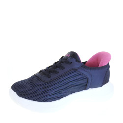 CLIAWALK EASY1 Sneaker Casual Donna Tela Blu Tacco Zeppa 4Cm Suola Gomma