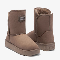 DFRANKLIN SH370003 Stivaletti Moda Donna Boots Nordic Basic Sintetico Taupe  Suola Gomma Gambale Caviglia
