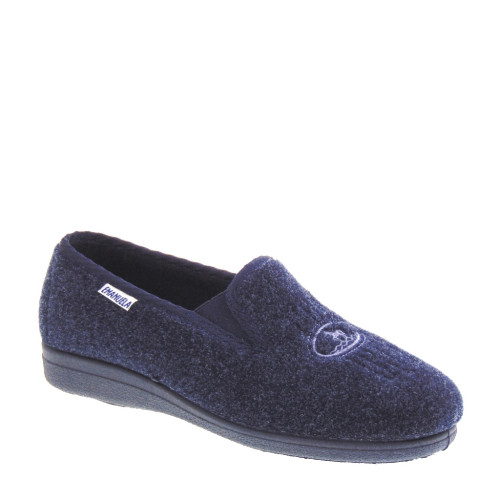 EMANUELA 967 Pantofole Scendiletto Uomo Panno Blu  Suola Gomma