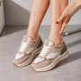 ERYNN 9166 Sneaker Casual Donna Sintetico Taupe Tacco Zeppa 5Cm Suola Gomma