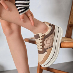 ERYNN 9871 Sneaker Casual Donna Sintetico Marrone Tacco Zeppa 5Cm Suola Gomma ERYNN 9871 Sneaker Casual Donna Sintetico Marrone Tacco Zeppa 5Cm Suola Gomma