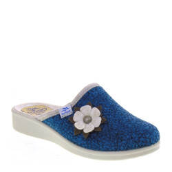 FLY FLOT 83W323F Pantofole Casa Camera Donna Panno Avio Tacco Zeppa 3Cm Suola Gomma