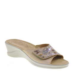 FLY FLOT 96A635E Pantofole Casa Camera Donna Montabone Sintetico Beige Tacco Zeppa 5Cm Suola Gomma