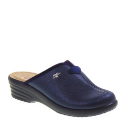 FLY FLOT L88702E Pantofole Casa Camera Donna Sintetico Blu Tacco Zeppa 4Cm Suola Gomma