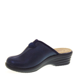 FLY FLOT L88702E Pantofole Casa Camera Donna Sintetico Blu Tacco Zeppa 4Cm Suola Gomma