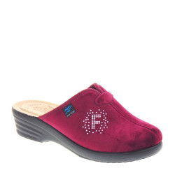 FLY FLOT L8X3PE Pantofole Casa Camera Donna Panno Bordeaux Tacco Zeppa 5Cm Suola Gomma