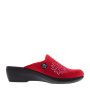 FLY FLOT Q7P80PE Pantofole Casa Camera Donna Panno Rosso Tacco Zeppa 4Cm Suola Gomma