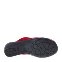 FLY FLOT Q7P80PE Pantofole Casa Camera Donna Panno Rosso Tacco Zeppa 4Cm Suola Gomma