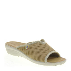 FLY FLOT T4429FE Pantofole Casa Camera Donna Atella Spugna Beige Tacco Zeppa 4Cm Suola Gomma