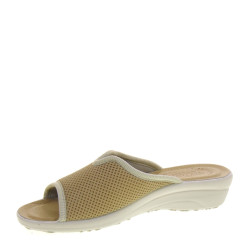 FLY FLOT T4429FE Pantofole Casa Camera Donna Atella Spugna Beige Tacco Zeppa 4Cm Suola Gomma